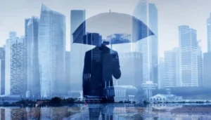 Legal officer holding an umbrella