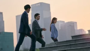 workers engaged in professional discussion