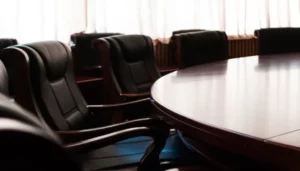 meeting room with table and chairs