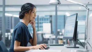 woman working in computer