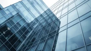 Corporate office covered in glass plane