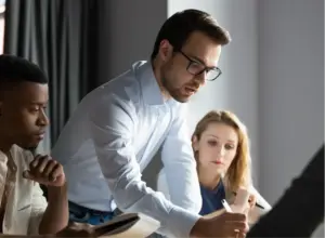 Leader teaching colleagues